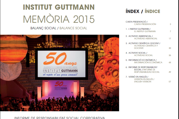 El Institut Guttmann publica su Memoria Institucional correspondiente al año 2015