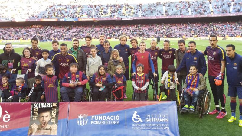 foto en el césped del Camp Nou