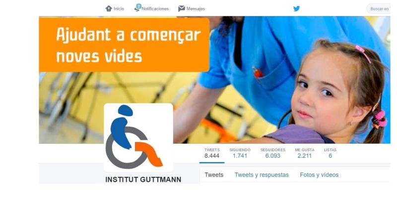 notiweb.jpg Noticias Institut Guttmann - El Institut Guttmann aparece en la posición número 7 del ranking que cada año Socialmediatica publica acerca de Twitter.
