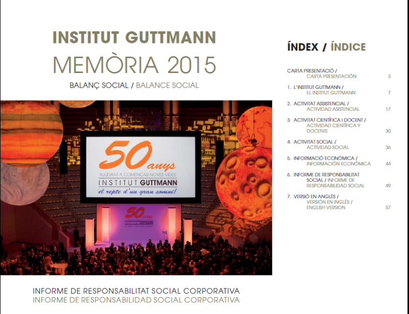 El Institut Guttmann publica su Memoria Institucional correspondiente al año 2015